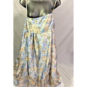 Fit & Flare Satin Flowy Dress Floral Blue Womens XXL Wild Fable Magical Princess